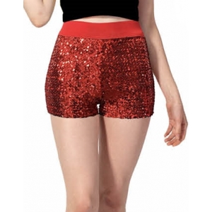 70s Costume Red Sequin Shorts - Womens 70s Disco Costumes 